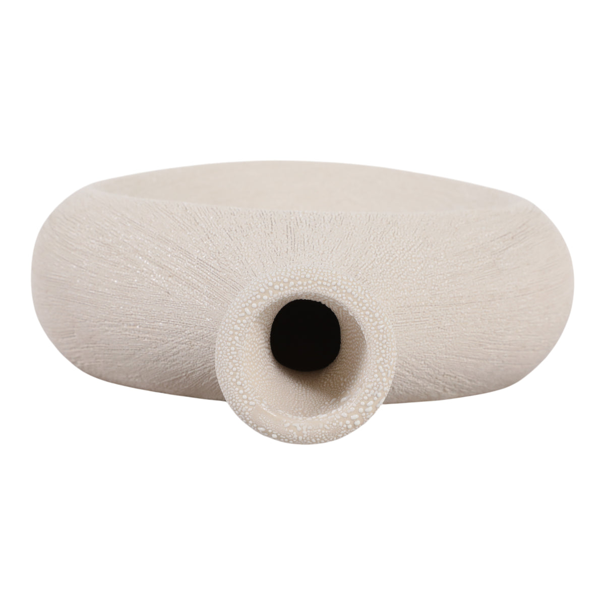 Alray Beige Beaded Oval Cut Out Vase
