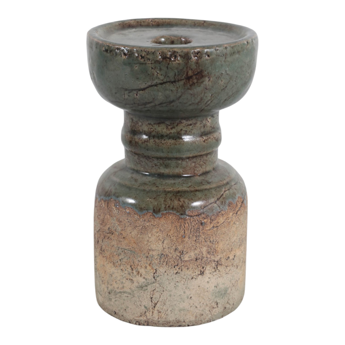 Bethune Green/Brown Small Traditional Pillar Holder
