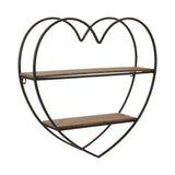 Dana Natural/Black 2 Tier Heart Wall Shelf