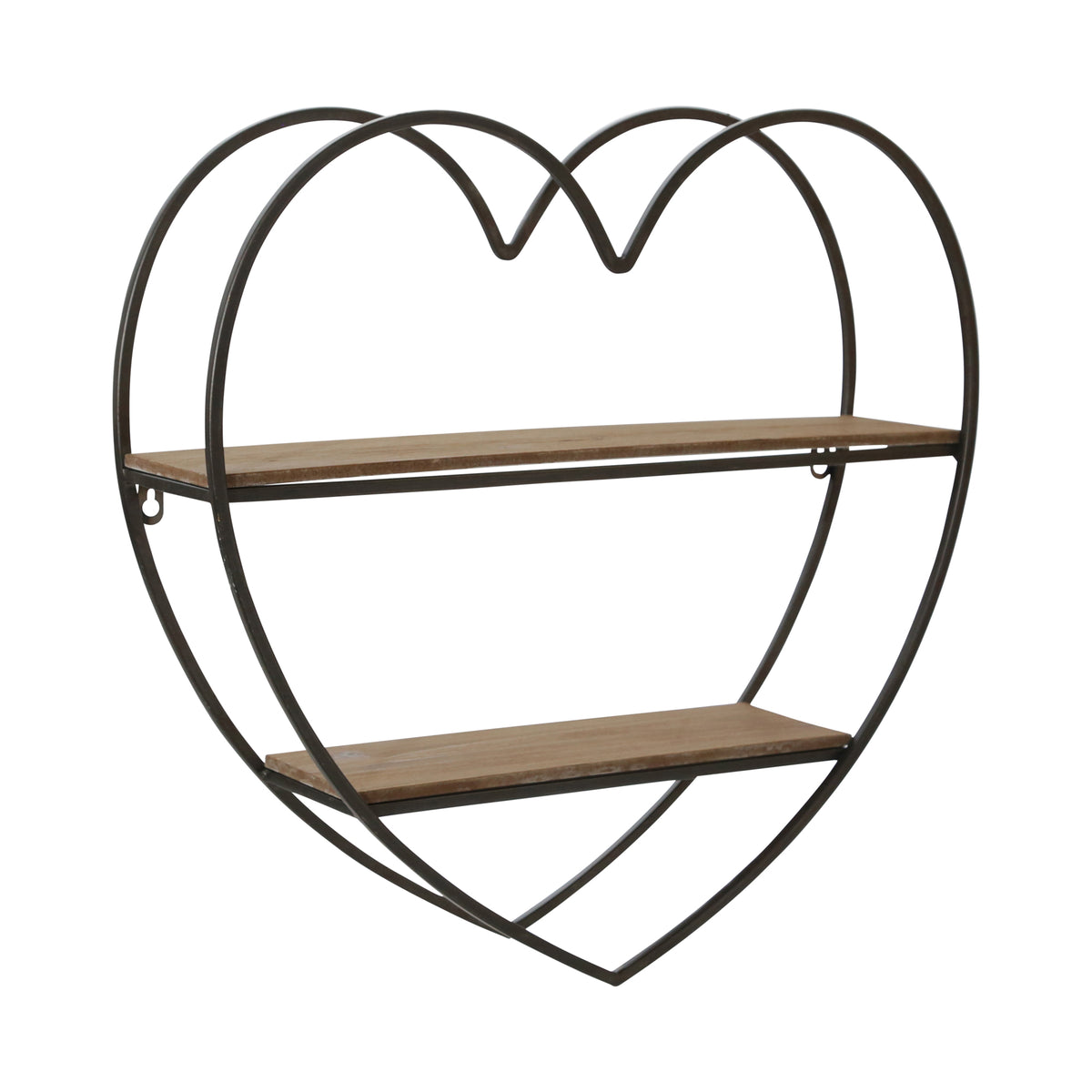 Dana Natural/Black 2 Tier Heart Wall Shelf