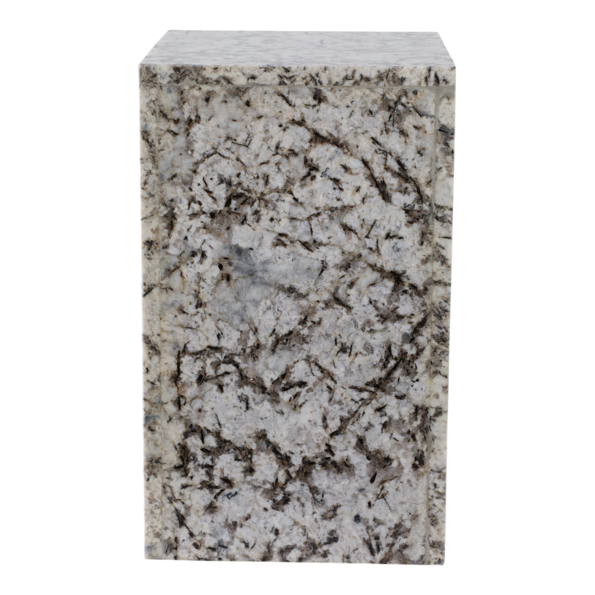 Sunol White/Black Marble Pedestal Accent Table
