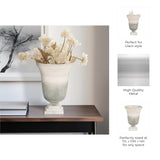 Vale Sage/Ivory Large Glass Vase on Marble Base