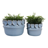 Fallonrun Blue Leaf Applique Planters (Set of 2)