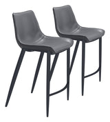 Magnus Dark Gray & Black Counter Stool (Set of 2)