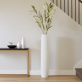 Ramal White Rough Cylinder Floor Vase