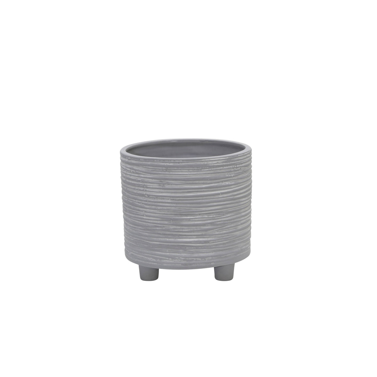 Polk Gray Footed Planters with Lines (Set of 2)