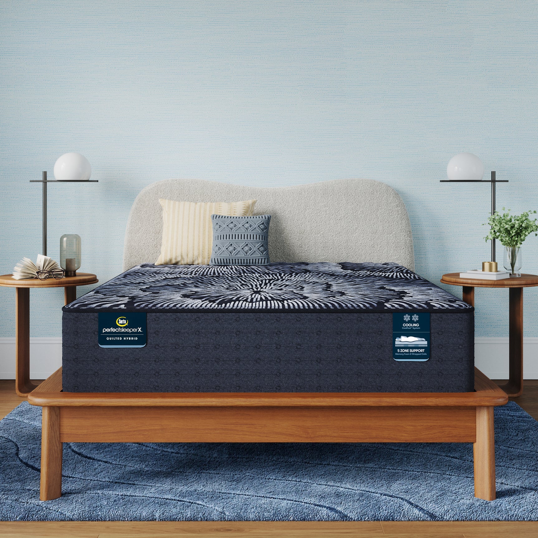 Perfect Sleeper X Excelled 13.75" Dark Blue/Black Hybrid Twin XL Extra Firm Mattress