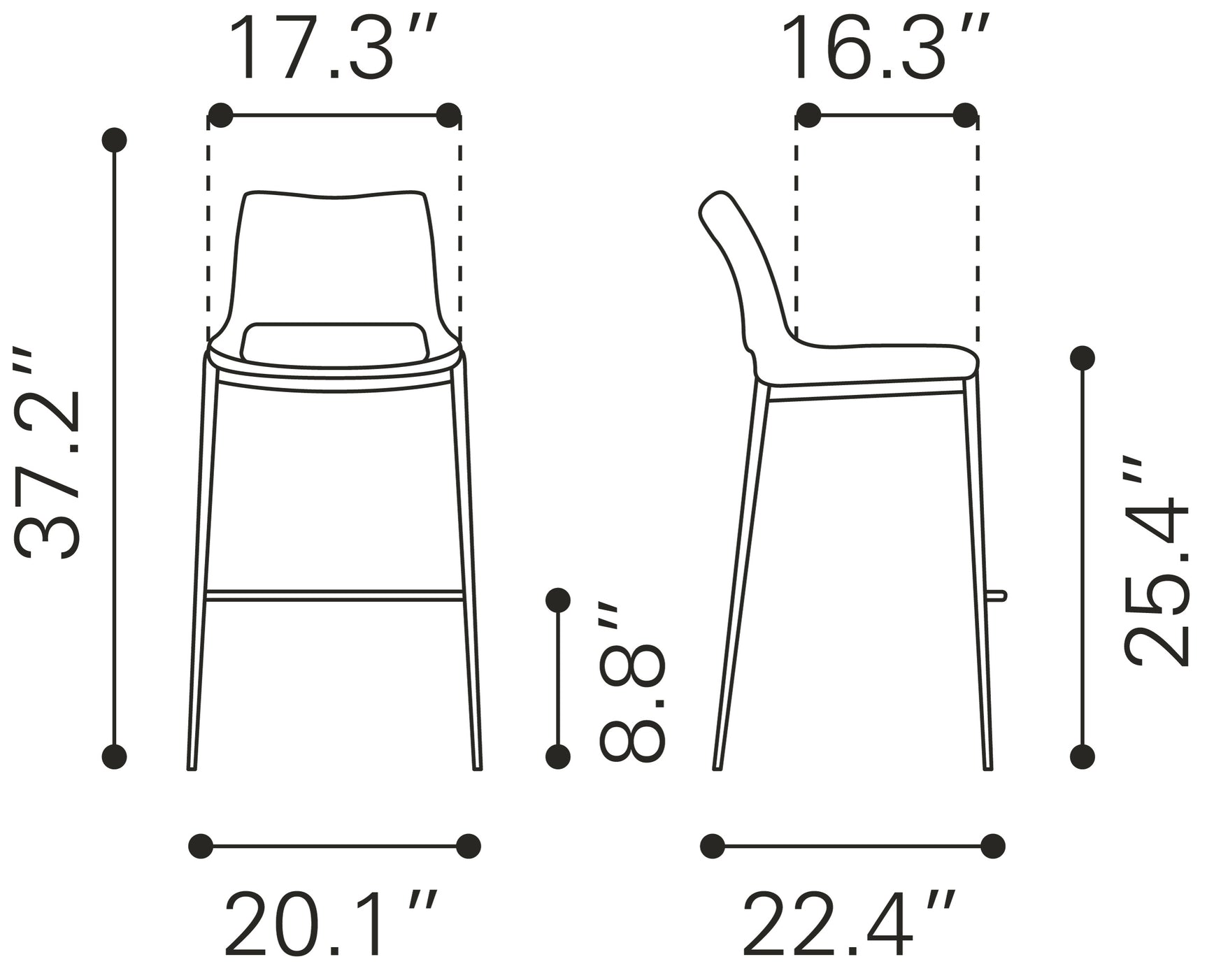 Ace Dark Gray & Walnut Counter Stool (Set of 2)