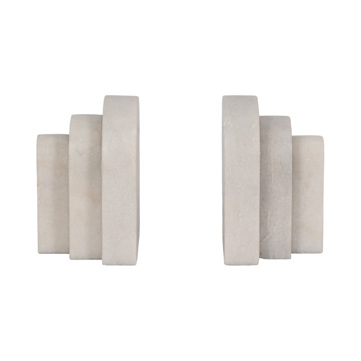Mount Hermon White Marble Layered Arches Bookends (Set of 2)