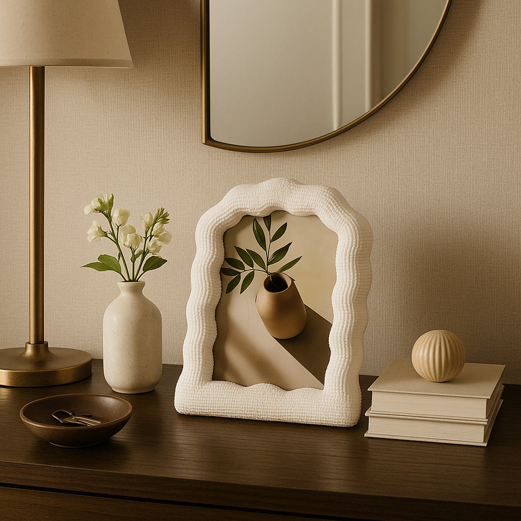 Newhall White 4x6 Wavy Arch Photo Frame