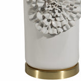 Lonsmith Cream/Gold Dahlia Flower Applique Table Lamp