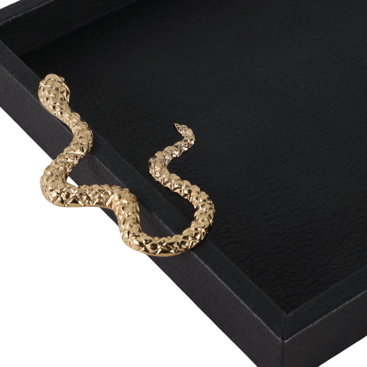 Dirigo Black/Gold Faux Leather Snake Tray