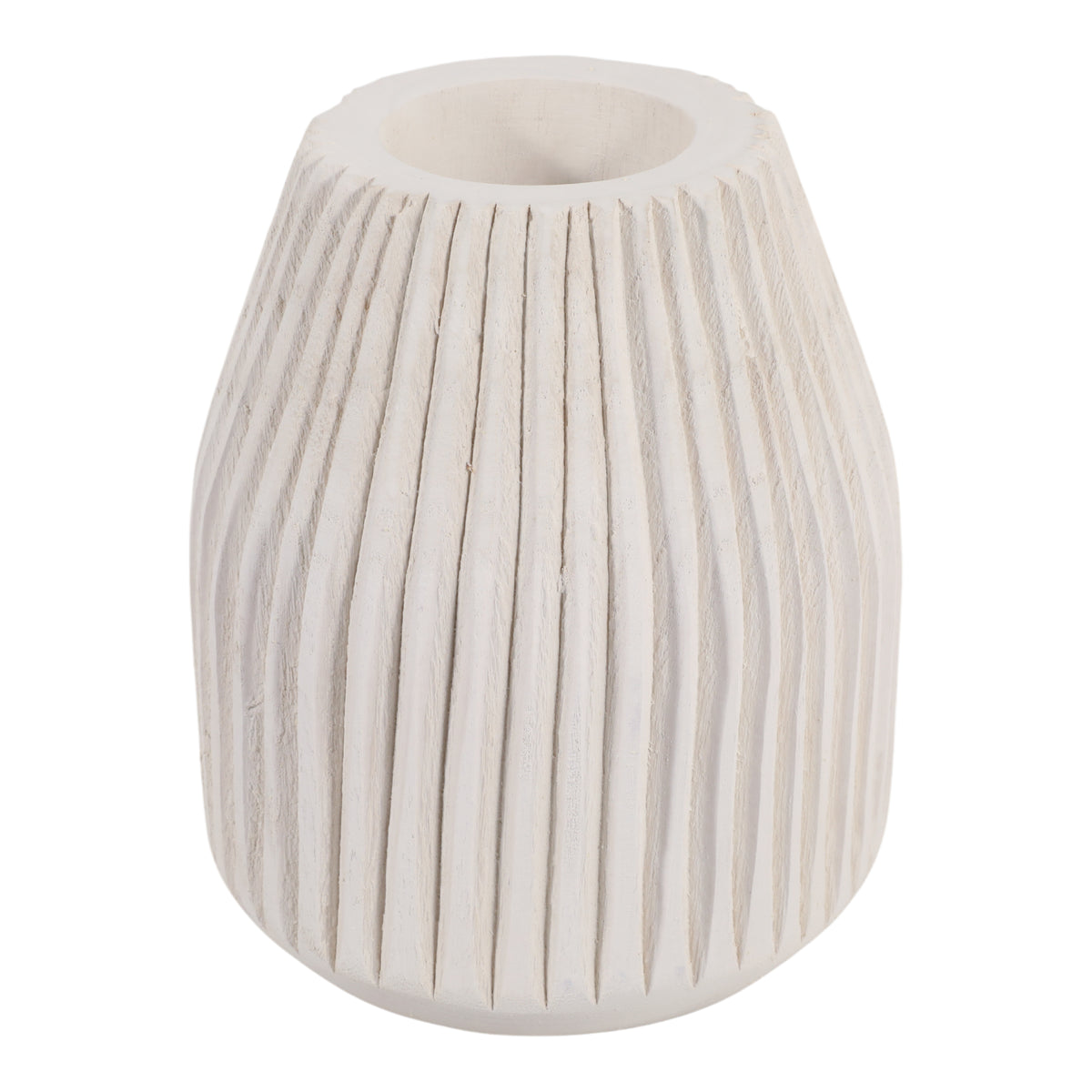 Sunsweet White Wood Ridged Vase