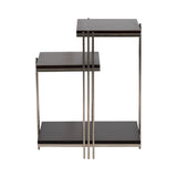 Coleman Brown Metal and Wood Three Tier Side Table