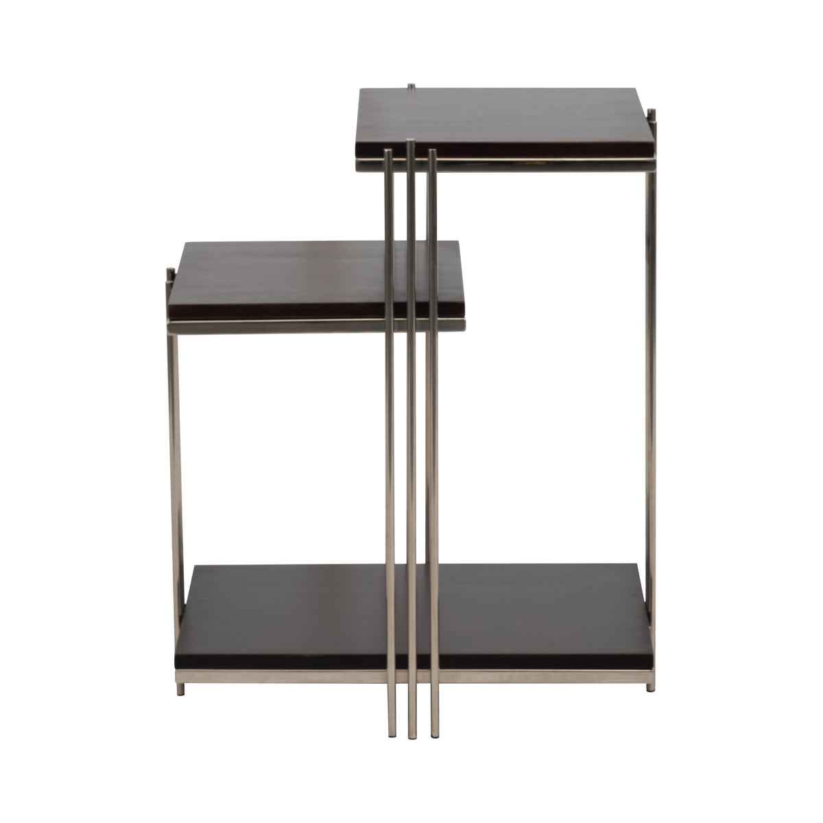 Coleman Brown Metal and Wood Three Tier Side Table