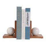 Mono Lake Natural/White Bookends with Marble Orb (Set of 2)