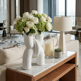 Clyde White Modern X Shape Terracotta Vase