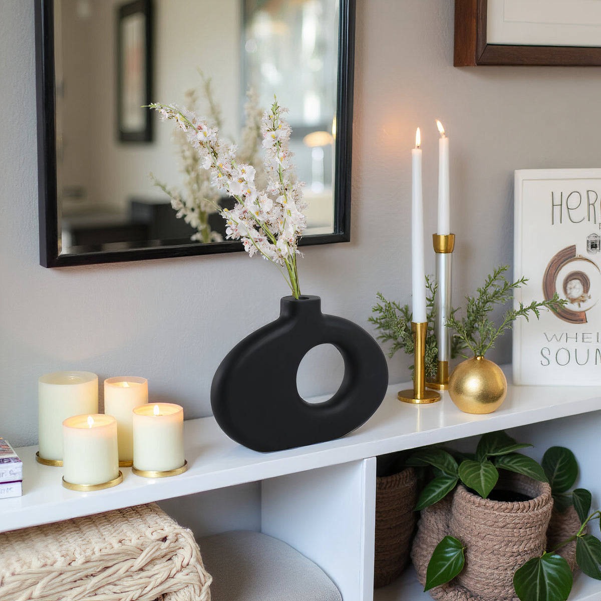Griffinmoor Black Cut-Out Wood Vase