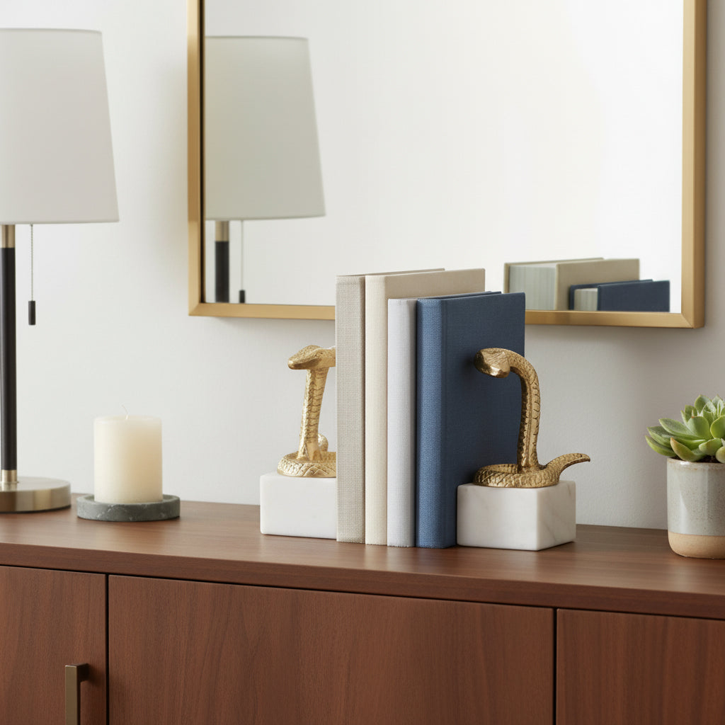 Altamont Gold Snake Bookends (Set of 2)