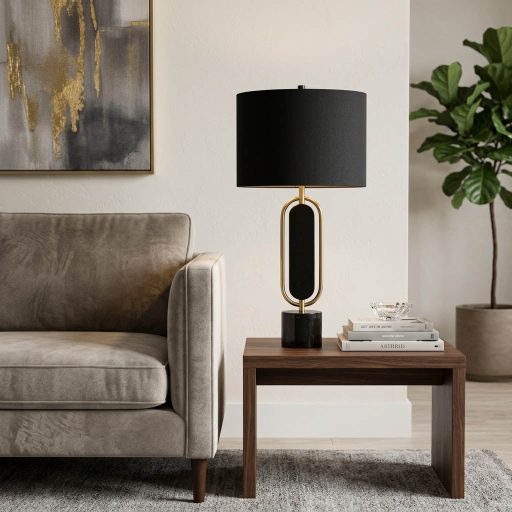 Lamont Gold/Black Metal/marble Table Lamp