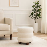 Bonetti Ivory Ribbed Teddy Ottoman with Ball Feet
