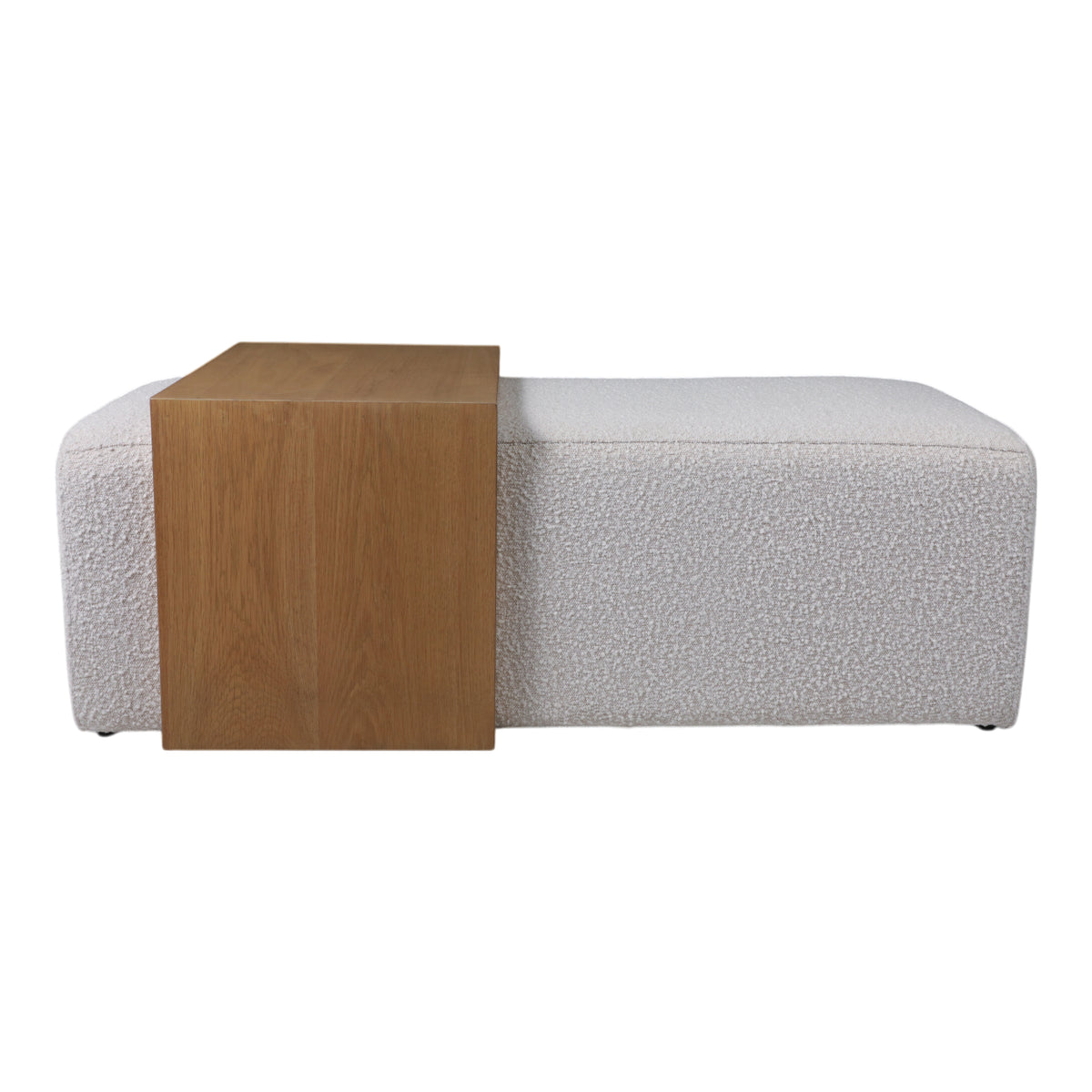 Drydenford Ivory Modern Rectangular Bench with Wood Accent