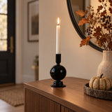 Ryde Black Glass Bubble Taper Candle Holder