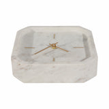 Valestone White/Gold Large Marble Octagon Clock