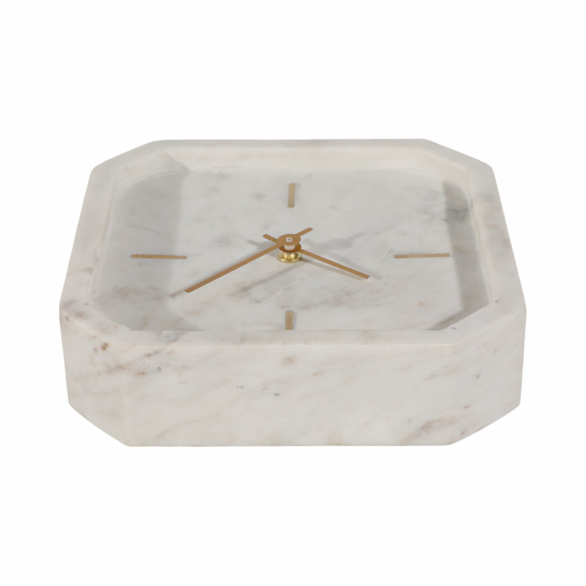 Valestone White/Gold Large Marble Octagon Clock