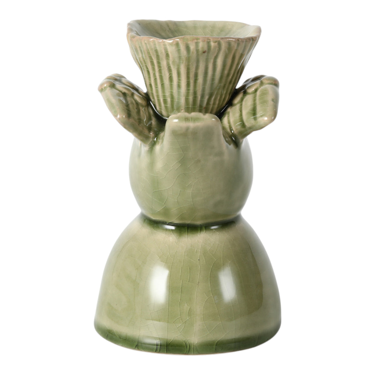 Bodega Green Crackle Bird Taper Holder