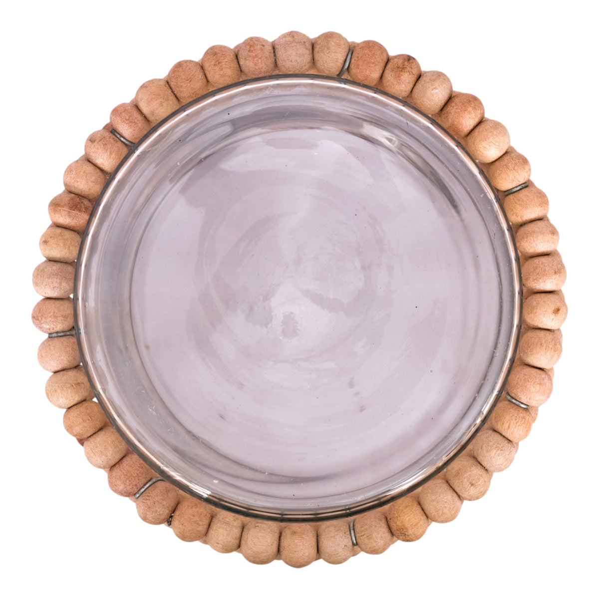 Oak Run Natural/Clear Small Wood Beaded Hurricane