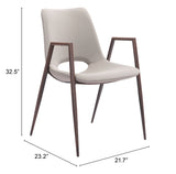 Desi Beige & Walnut Dining Chair (Set of 2)