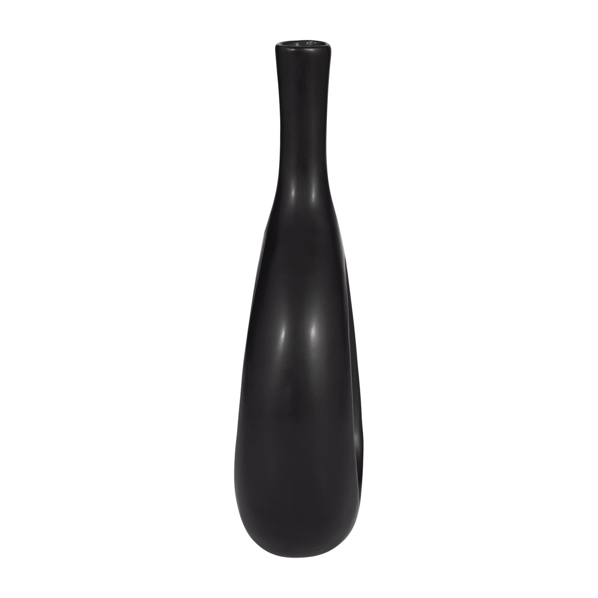Johnsondale Black Ceramic Curved Open Cut Out Vase