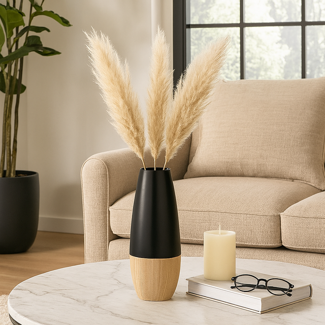 Earlimart Cream/Black Ceramic 2-Tone Vase