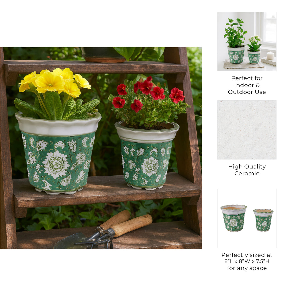 Aidenridge Green/White Planters (Set of 2)