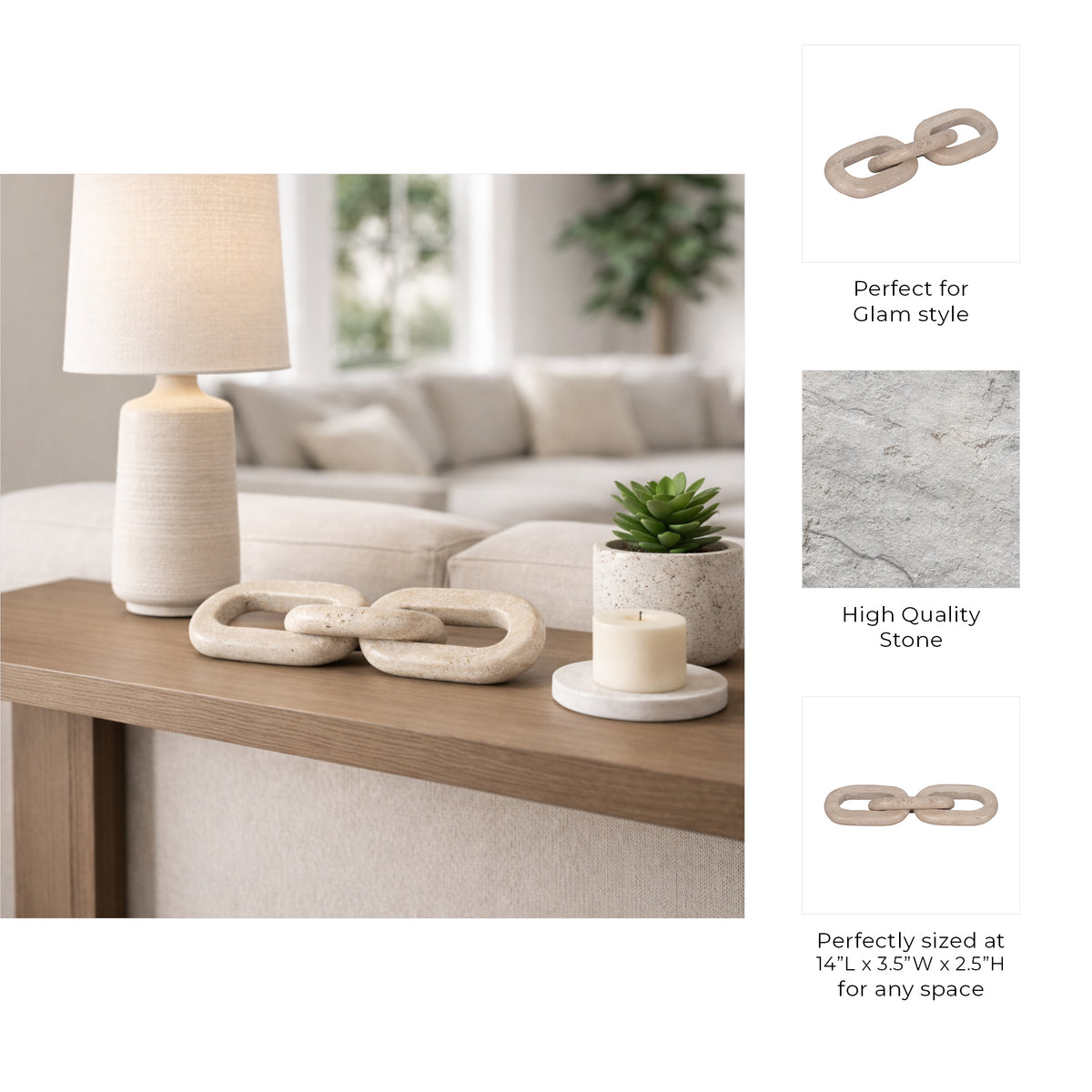 Slagger Tan Travertine 3 Link Chain Decor