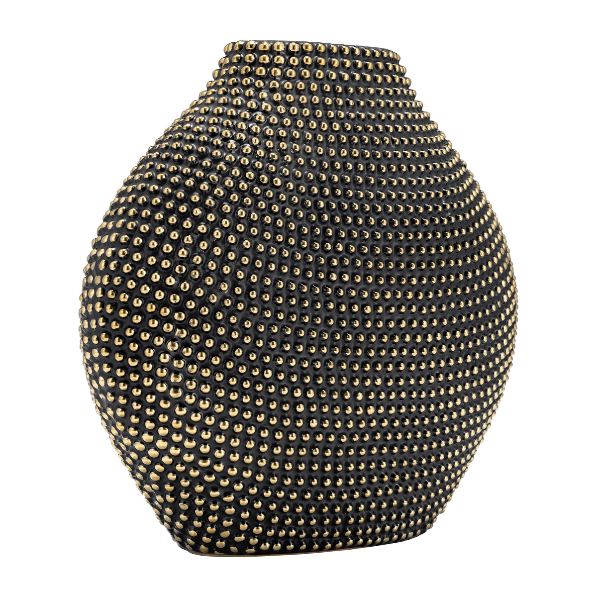 Riverbank Black/Gold Ceramic Beaded Vase