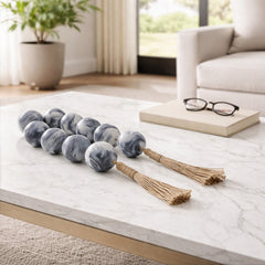 Tuttle Black/White Marbled Bead Garland