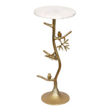 Acolita White/Gold Birds on Branch Drink Table