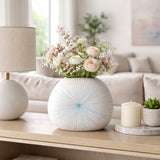 Lochford Blue/White Round Dotted Shell Vase