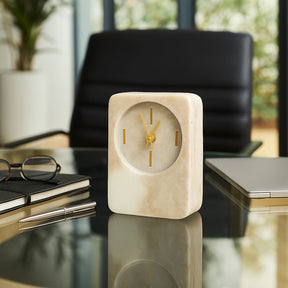 Glennrose Tan/Brown/Brass Small Clock