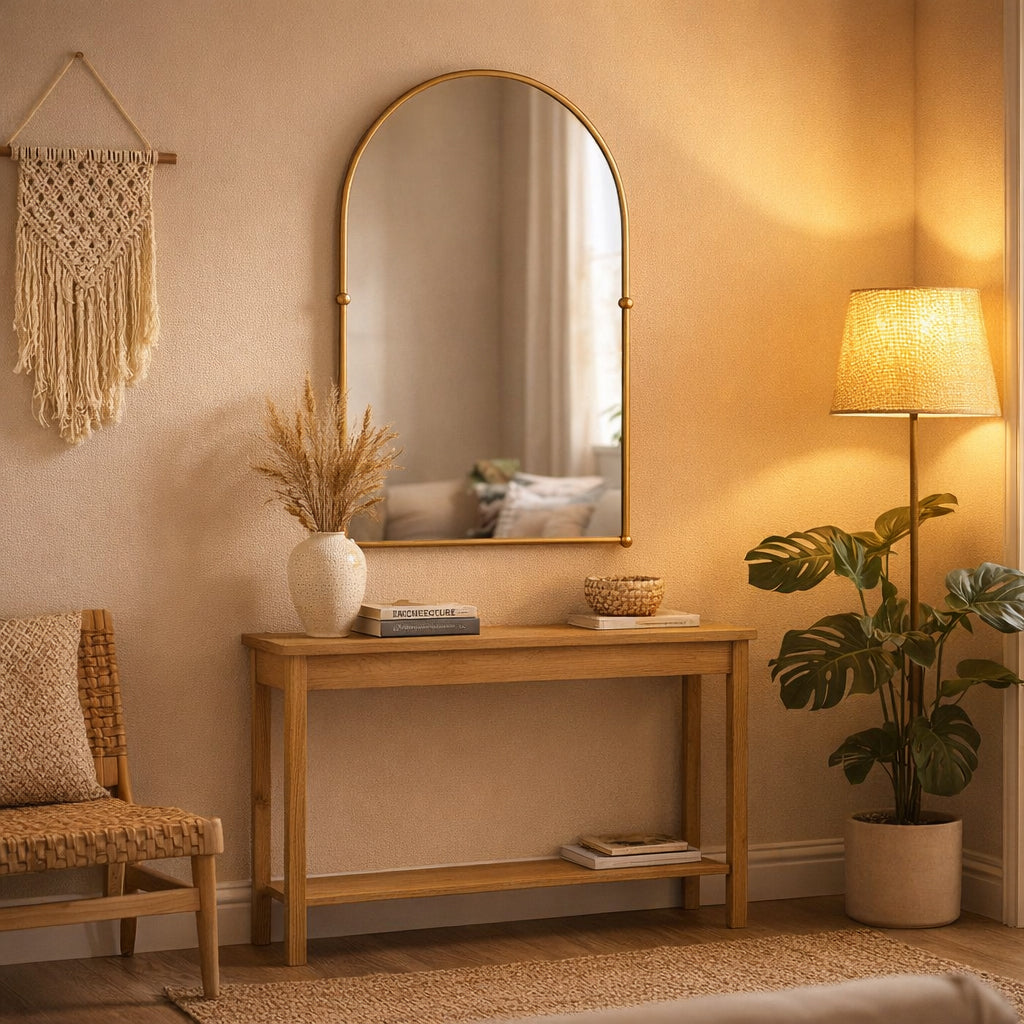 Elmco Gold Arch Mirror with 4 Knobs