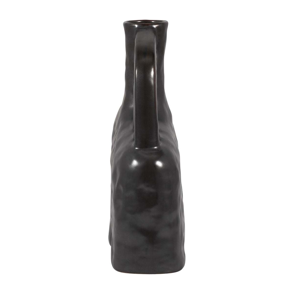 Rowen Black Ceramic Metallic Triple Handle Vase