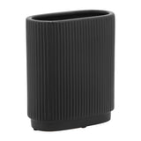 Citrona Black Ceramic Ridged Vase