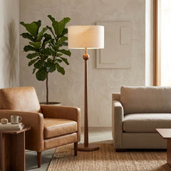 Big Trees Walnut/Oatmeal Floor Lamp with Wood Base