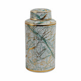 Edendale Green/Gold Large Ceramic Jar with Lid