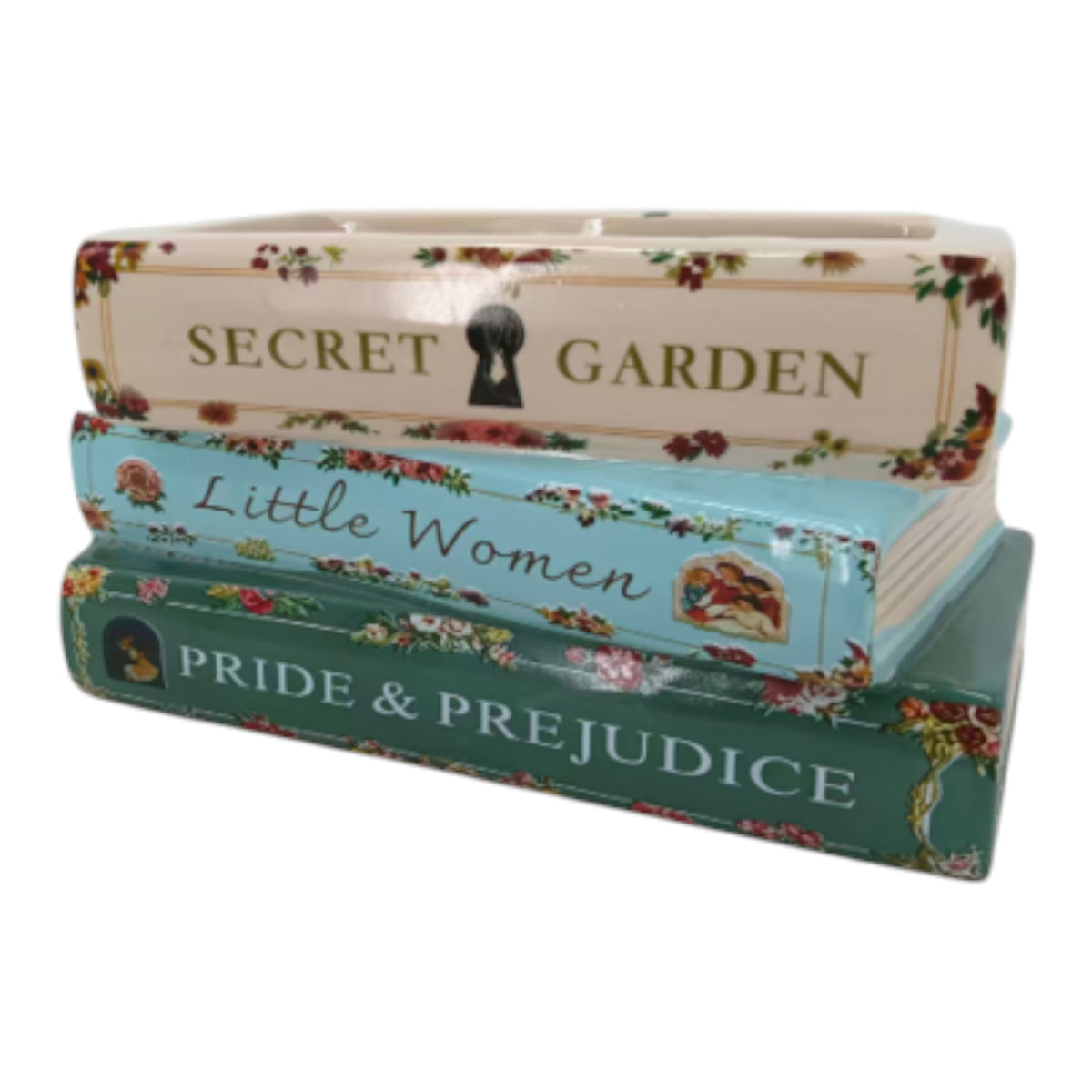 Ballena Multicolor Floral Books Stacked Planter