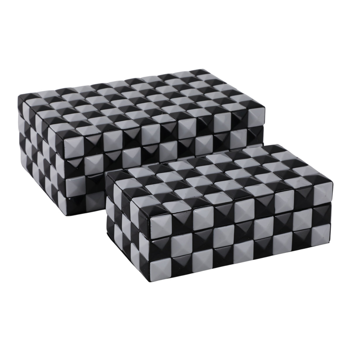 Cobb Black/White 3d Checkerboard Boxes (Set of 2)