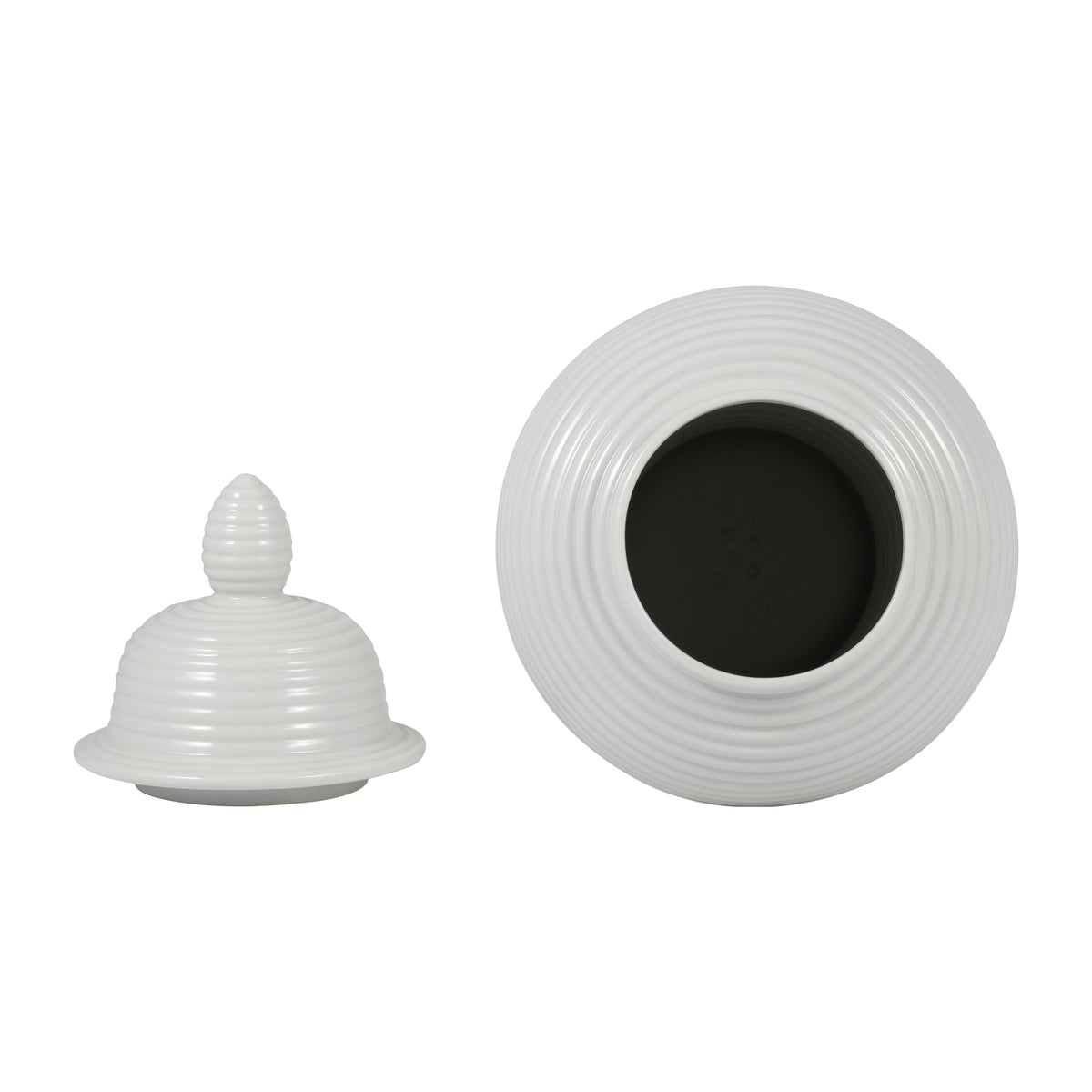 Clydecross White Ceramic Ribbed Temple Jar