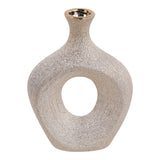 Alray Champagne Beaded Oval Cut Out Vase